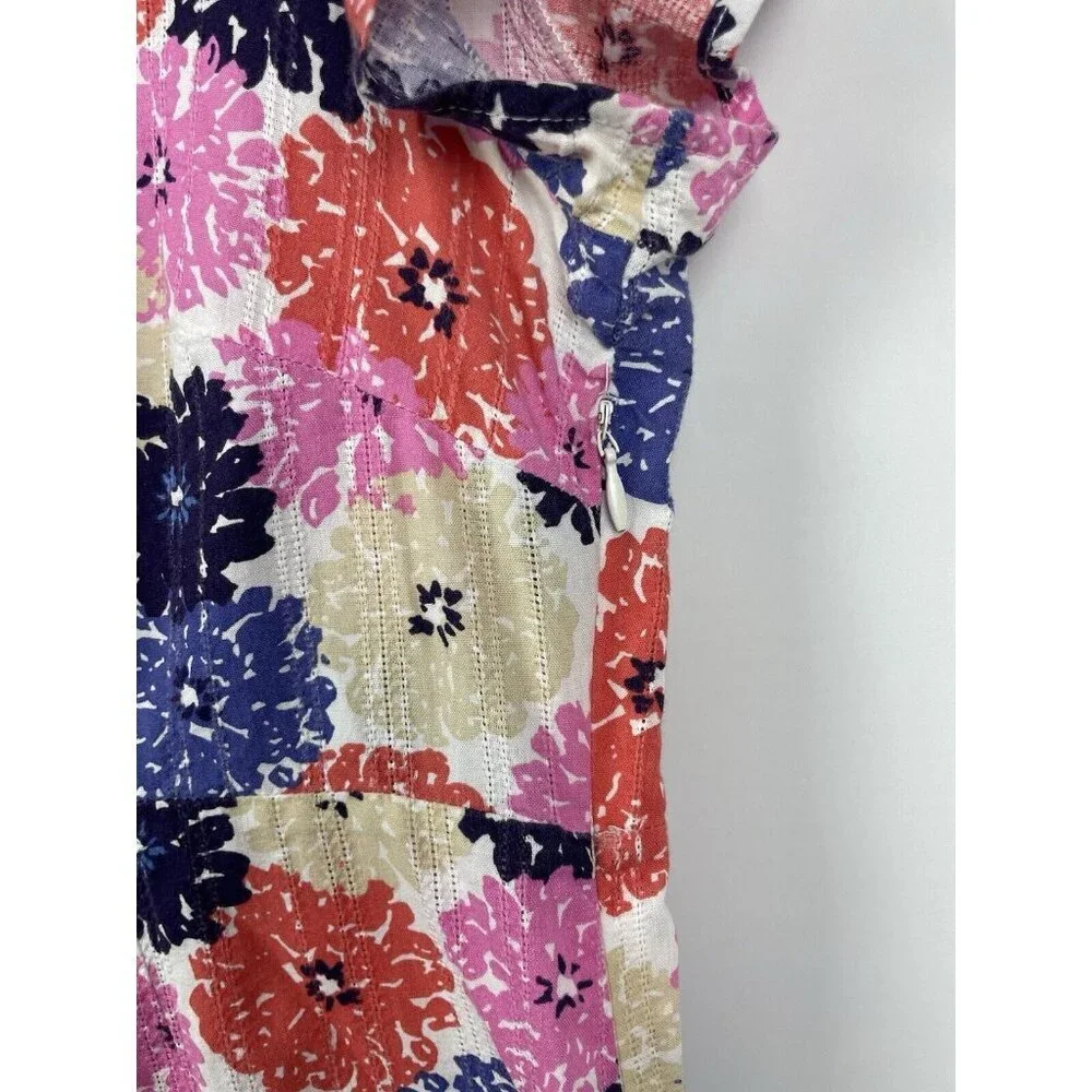 Boden Multicolor Floral Pointelle Knee Length Cotton‎ Scoop Neck  Dress Size 10R - Picture 4 of 6